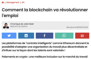 Vignette Blockchain et Emploi - Journal du Net - Tribune de Julien Badr